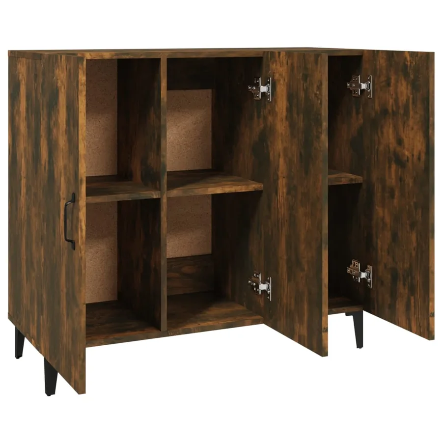 Buffet chêne fumé 90x34x80 cm bois d'ingénierie - 7