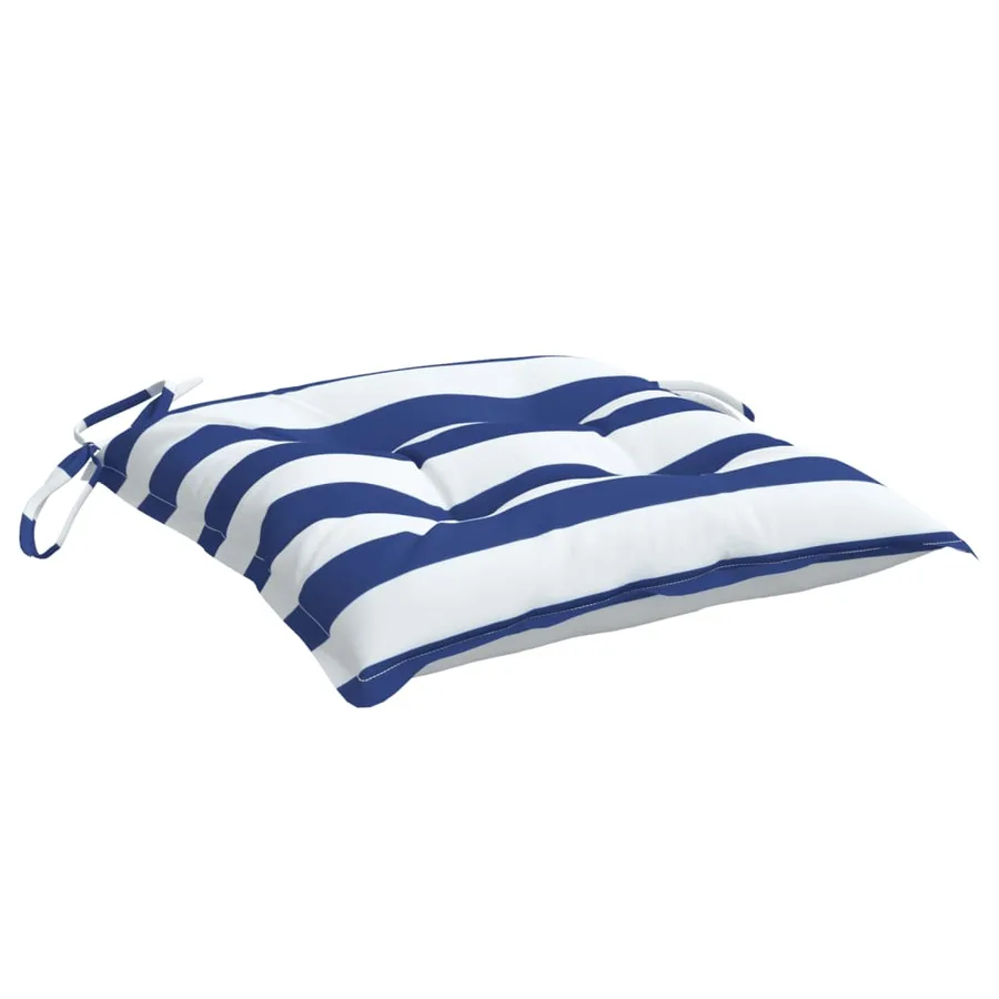 Coussins de chaise lot de 2 rayures bleues blanches 50x50x7 cm - 5