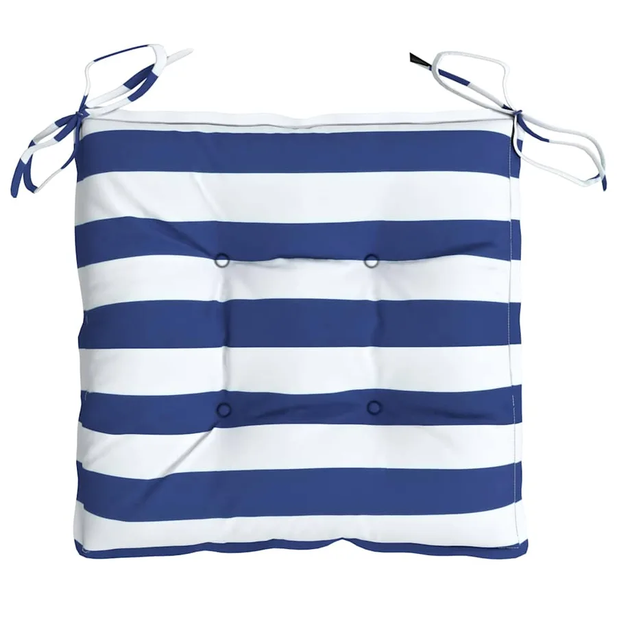 Coussins de chaise lot de 2 rayures bleues blanches 50x50x7 cm - 6