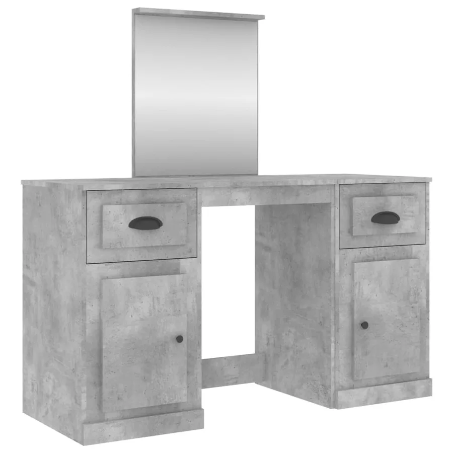 Coiffeuse avec miroir gris béton 130x50x132,5 cm - 2