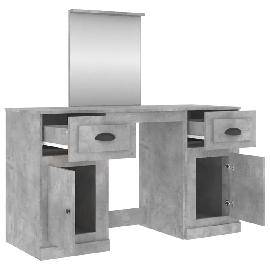Coiffeuse avec miroir gris béton 130x50x132,5 cm - 8