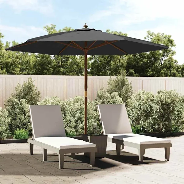 Parasol de jardin avec mât en bois noir 299x240 cm