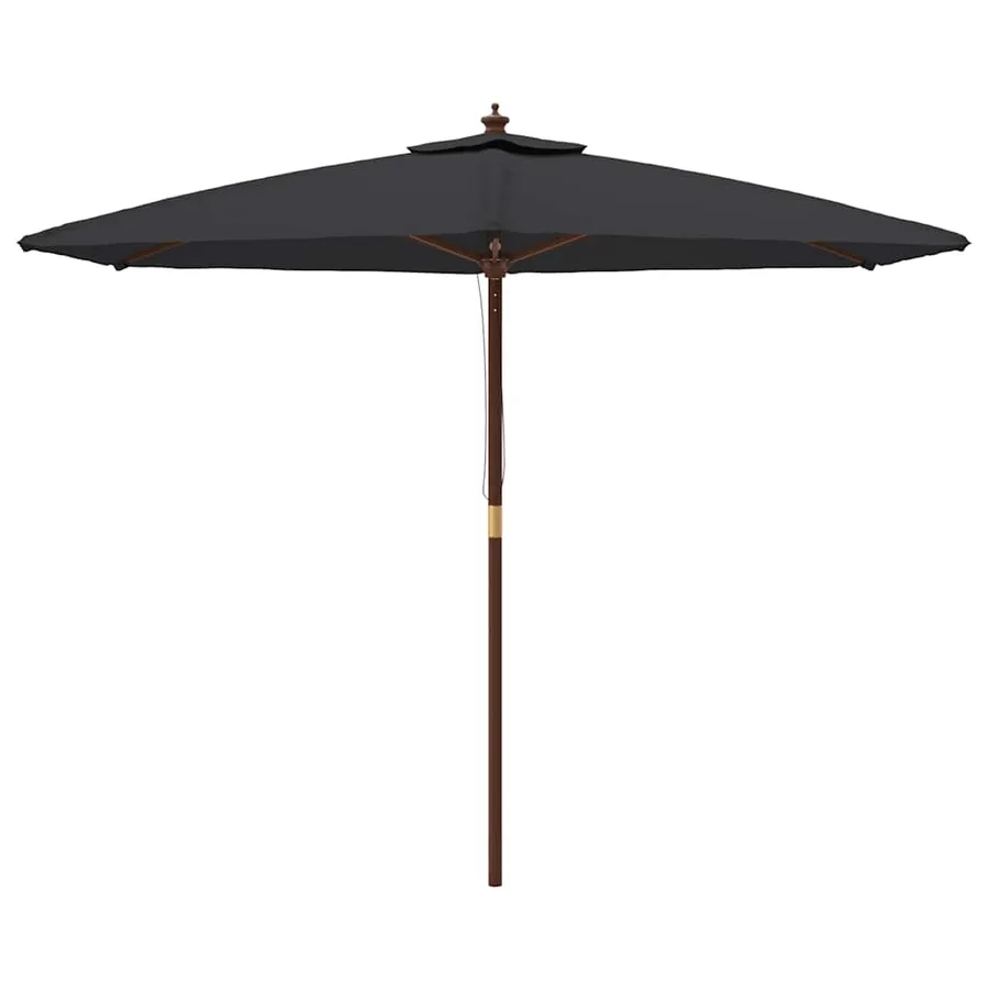 Parasol de jardin avec mât en bois noir 299x240 cm - 3