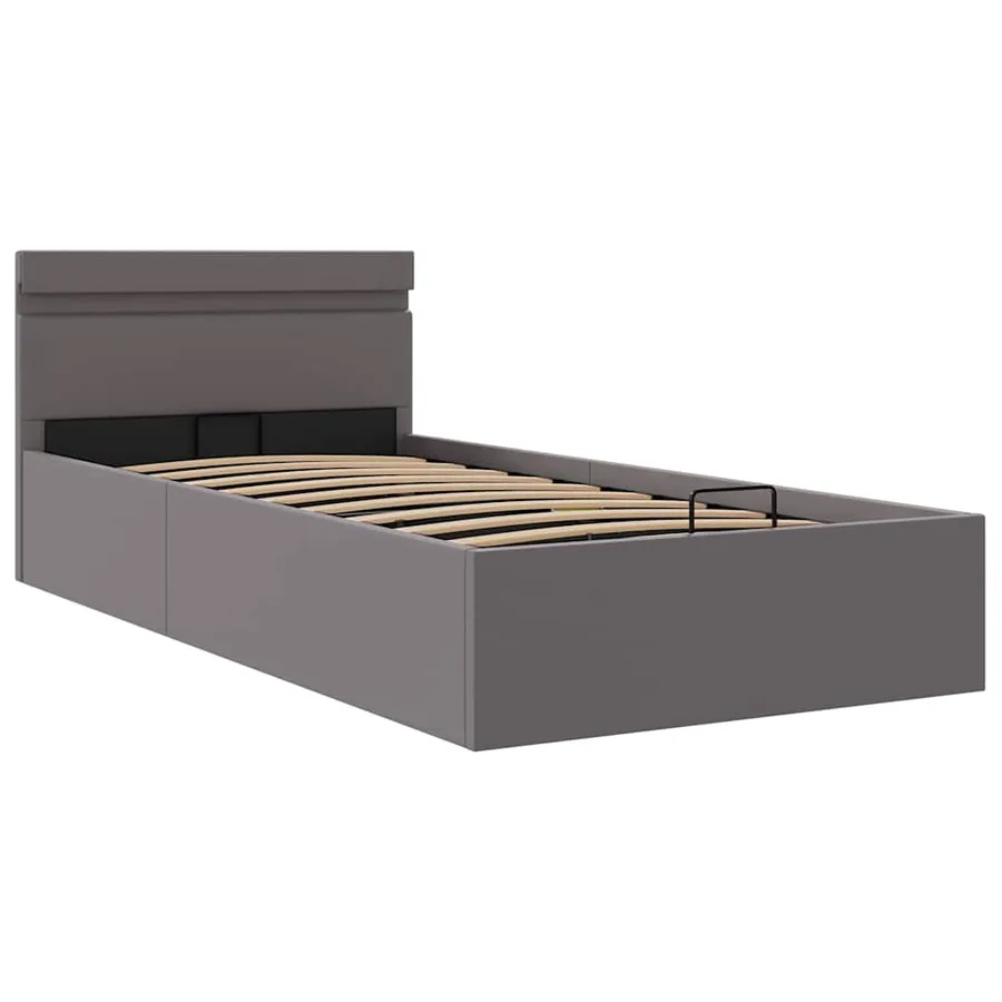 Cadre de lit à rangement avec LED Gris Similicuir 90x200 cm - 3