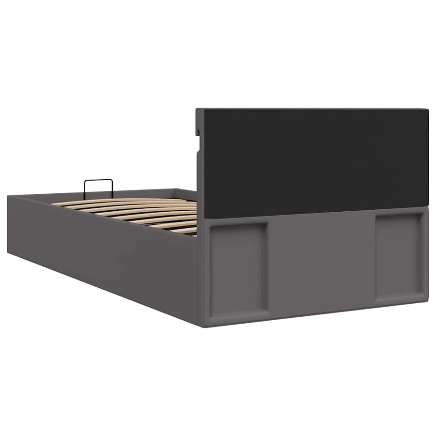 Cadre de lit à rangement avec LED Gris Similicuir 90x200 cm - 8