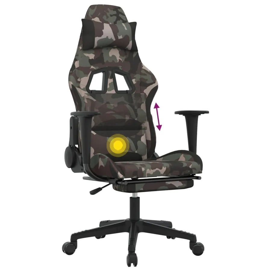 Chaise de jeu de massage repose-pied Noir et camouflage Tissu - 12