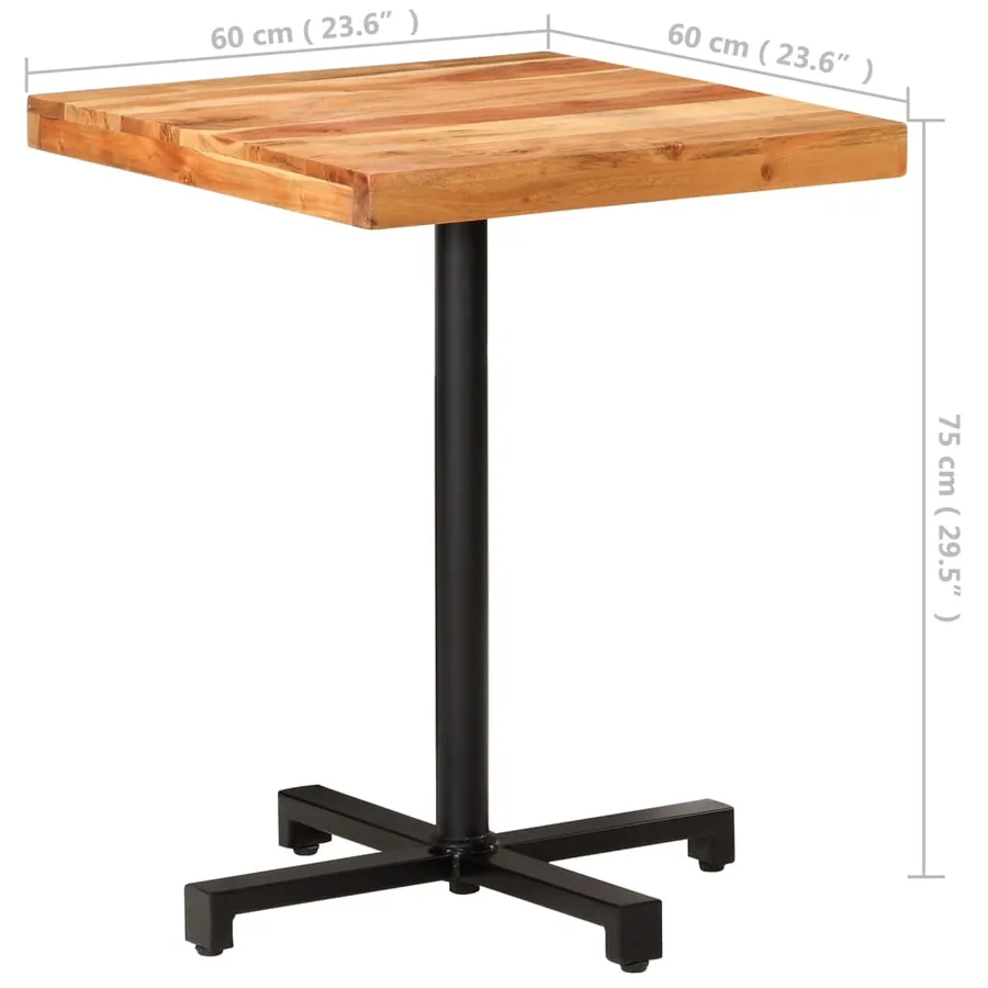 Table de bistro Carrée 60x60x75 cm Bois d'acacia massif - 6