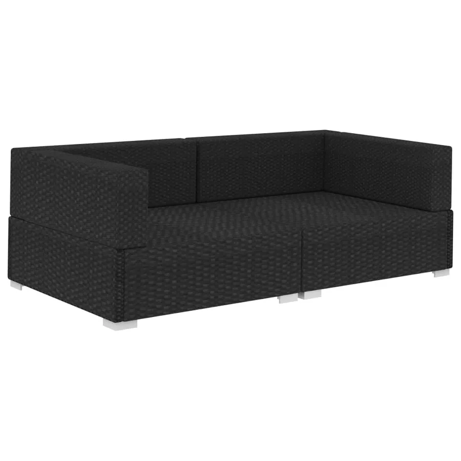 Chaises d'angles lot de 2 avec coussins Résine tressée Noir - 3