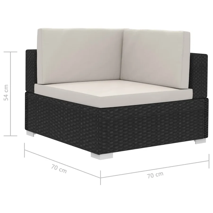 Chaises d'angles lot de 2 avec coussins Résine tressée Noir - 7