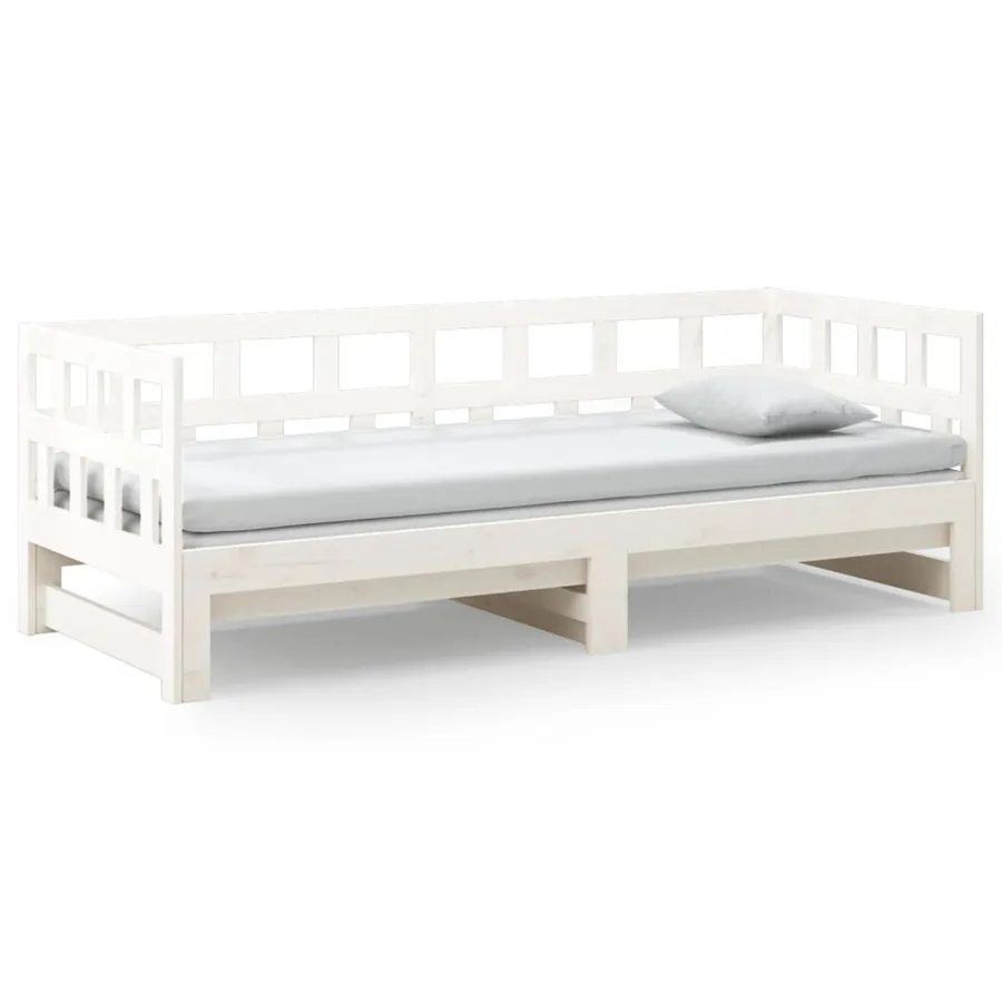 Lit coulissant sans matelas blanc 2x(90x190) cm - 6