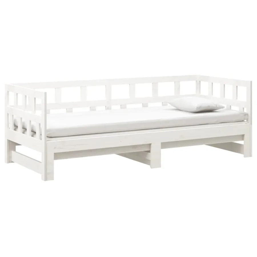 Lit coulissant sans matelas blanc 2x(90x190) cm - 7