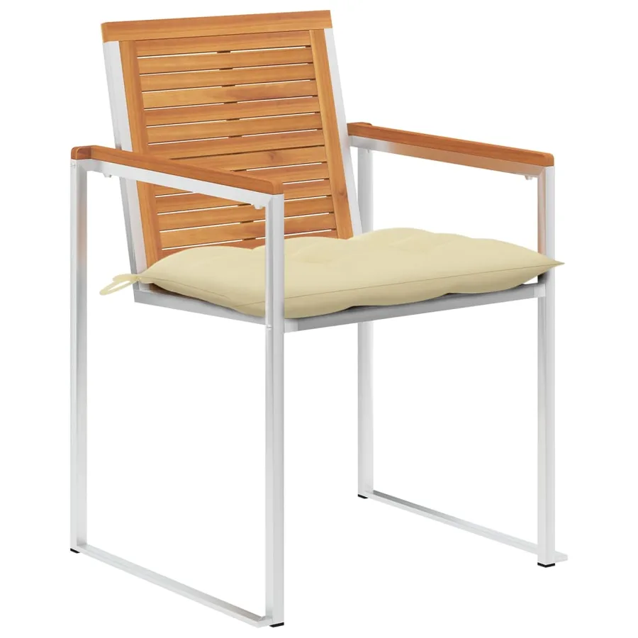 Chaises de jardin lot de 6 avec coussins Bois d'acacia solide - 2