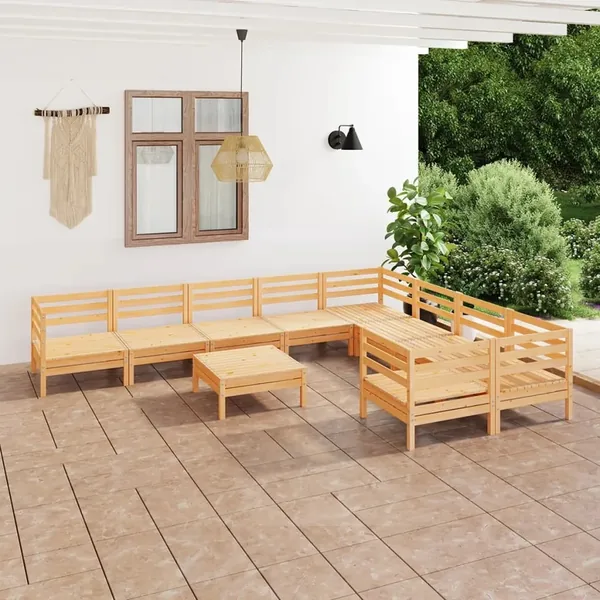 Salon de jardin 10 pcs Bois de pin massif