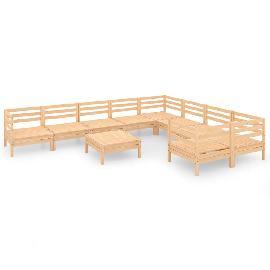 Salon de jardin 10 pcs Bois de pin massif - 2