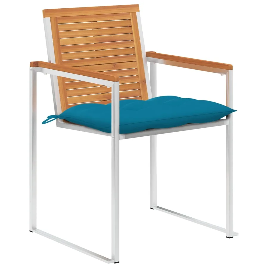 Chaises de jardin lot de 6 avec coussins Bois d'acacia solide - 2