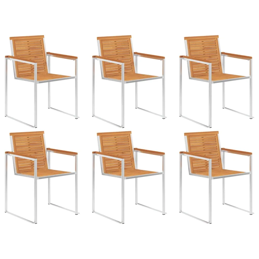 Chaises de jardin lot de 6 avec coussins Bois d'acacia solide - 3