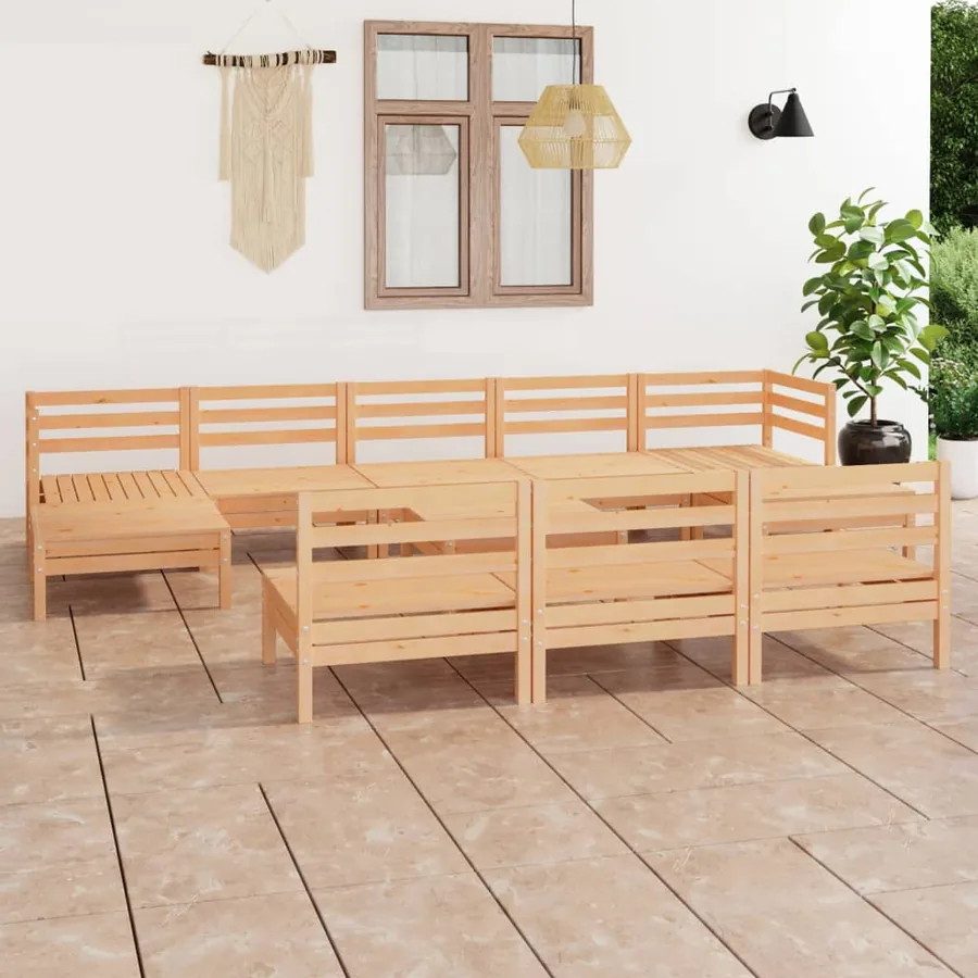 Salon de jardin 11 pcs Bois de pin massif