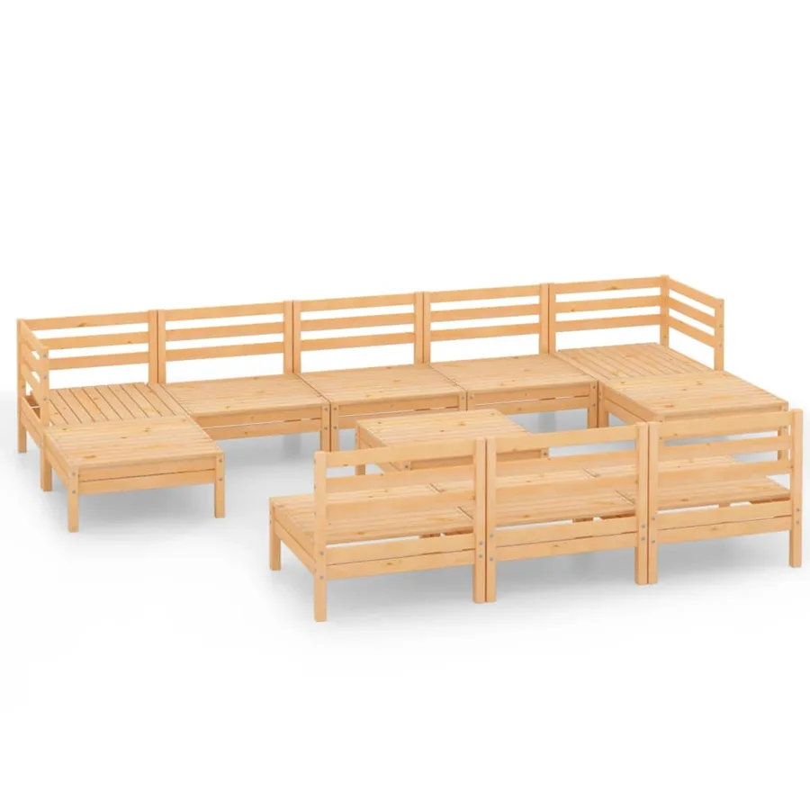 Salon de jardin 11 pcs Bois de pin massif - 2