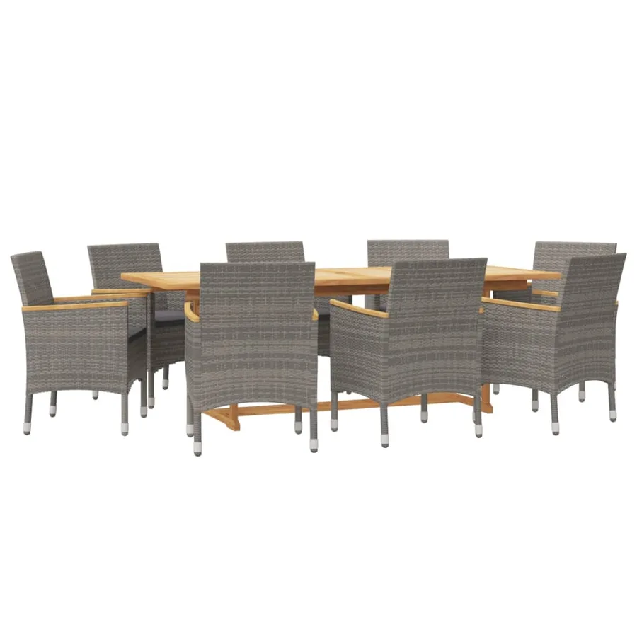 Ensemble à manger de jardin 9 pcs avec coussins Gris - 3