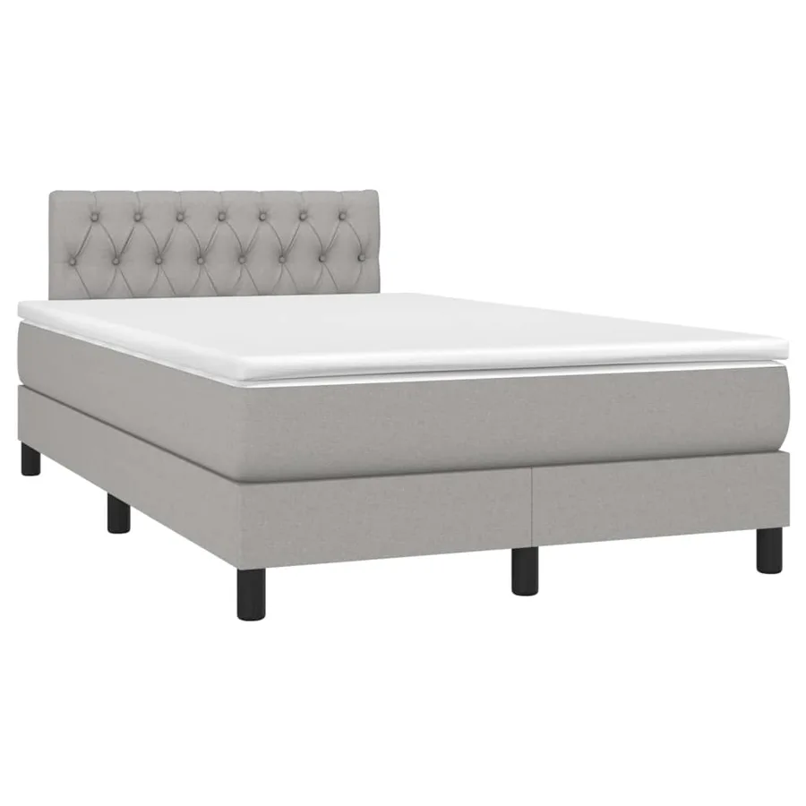 Sommier à lattes de lit matelas LED Gris clair 120x200 cm Tissu - 3