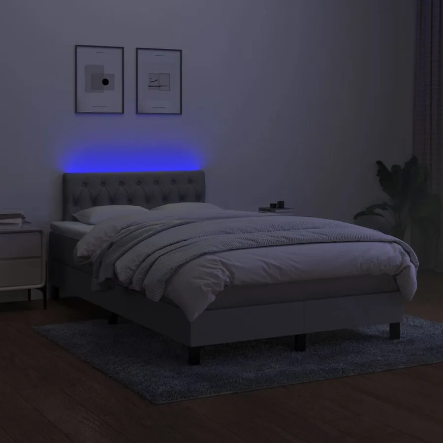 Sommier à lattes de lit matelas LED Gris clair 120x200 cm Tissu - 4