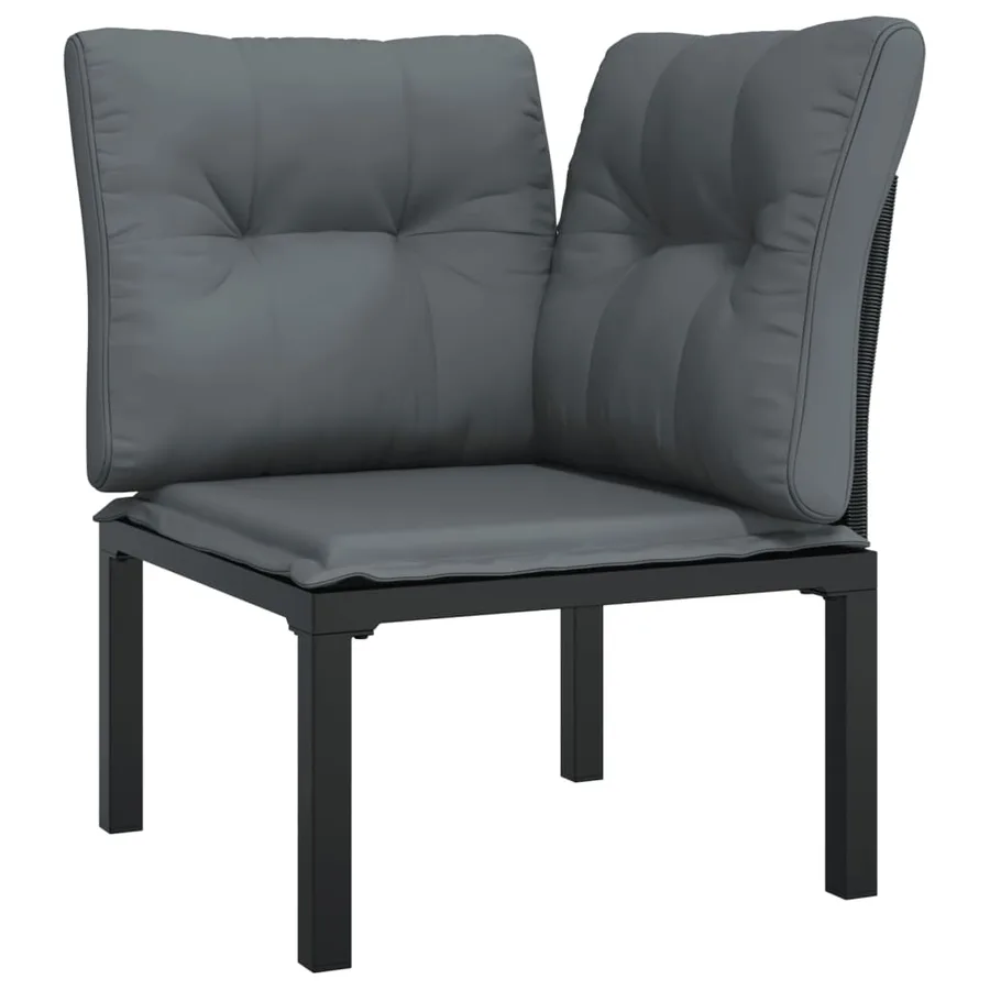 Salon de jardin 6 pcs noir et gris résine tressée - 4