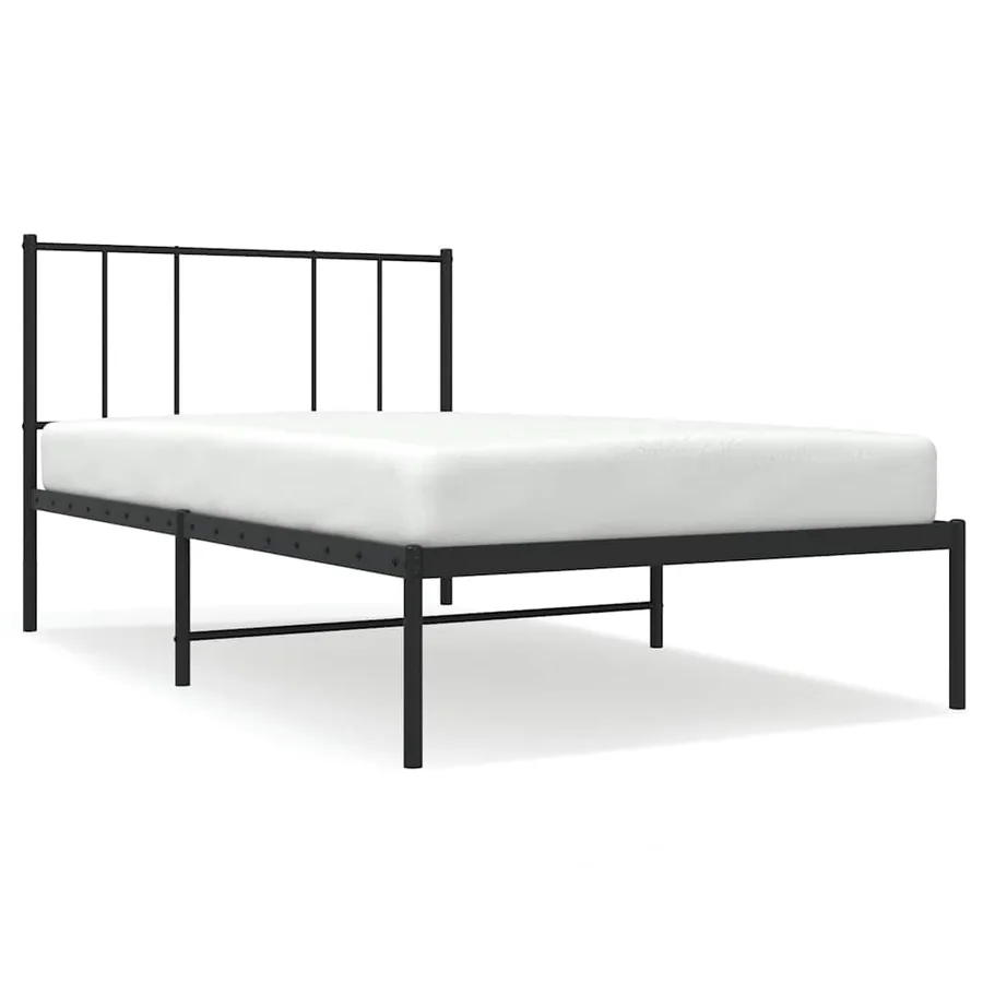 Cadre de lit métal sans matelas avec tête de lit noir 100x190cm - 2