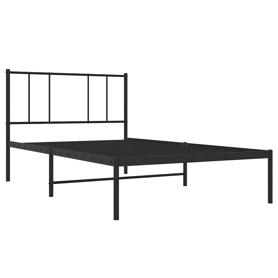 Cadre de lit métal sans matelas avec tête de lit noir 100x190cm - 4