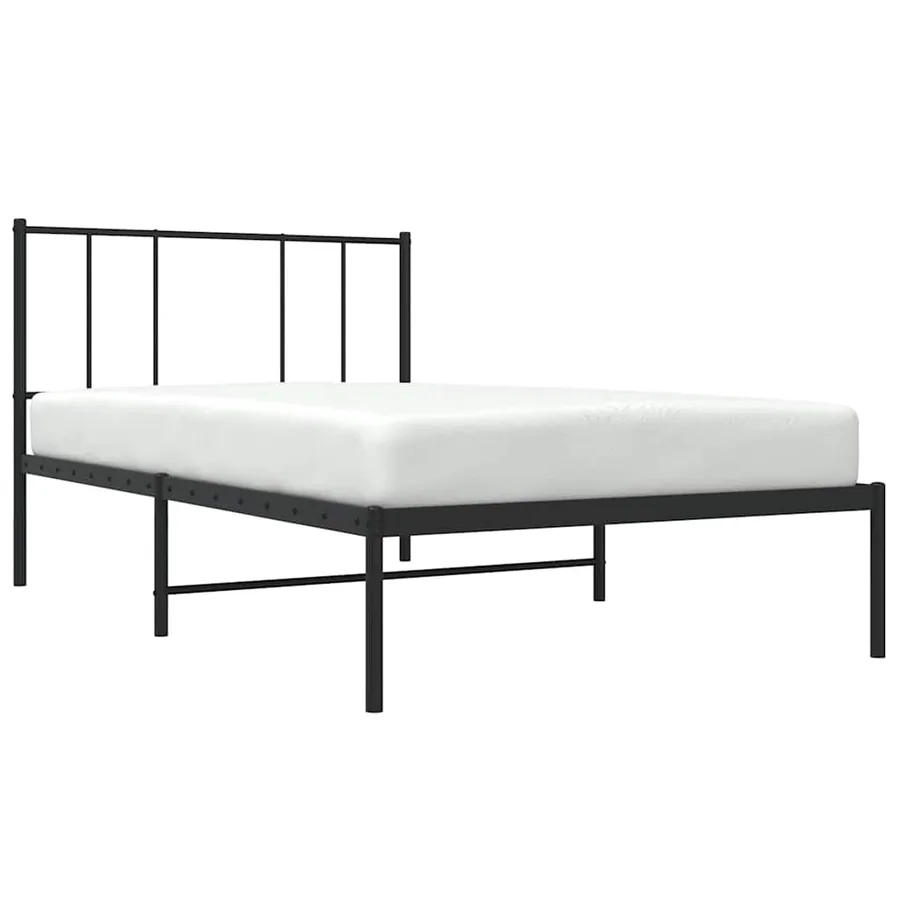 Cadre de lit métal sans matelas avec tête de lit noir 100x190cm - 5