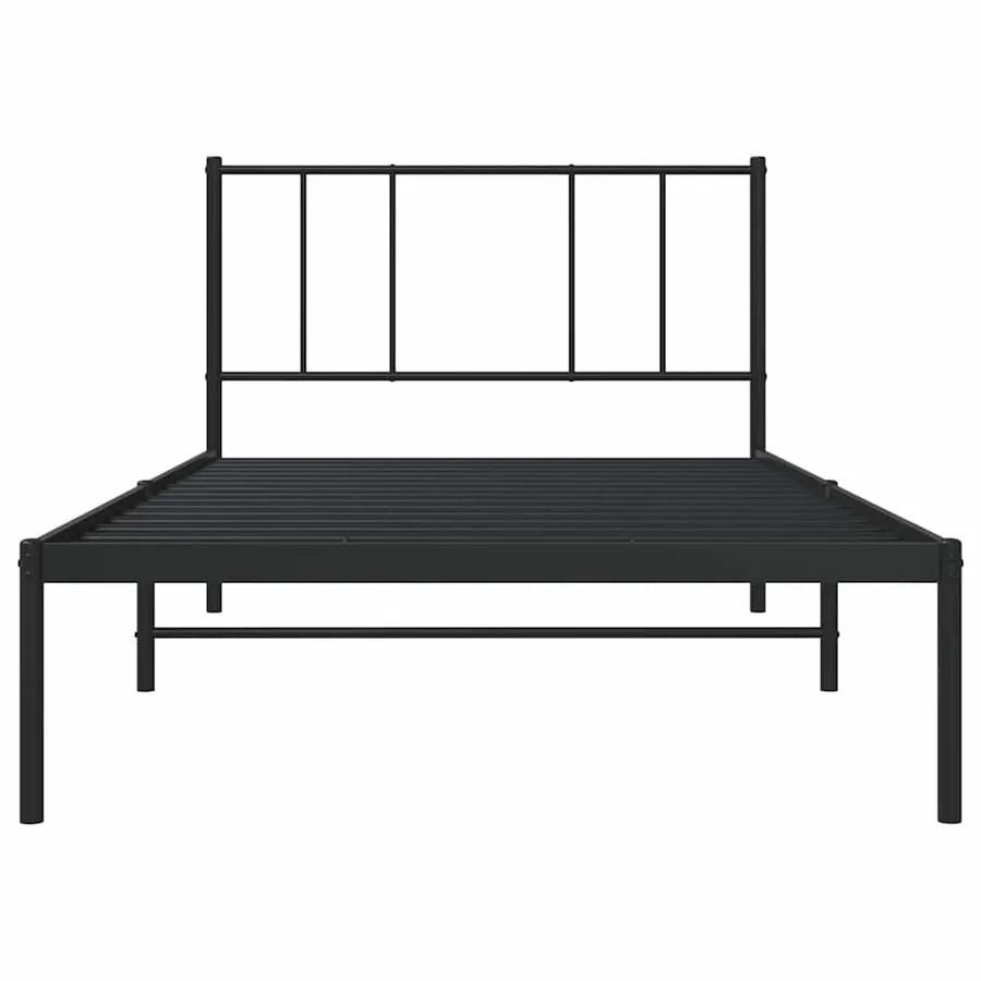 Cadre de lit métal sans matelas avec tête de lit noir 100x190cm - 6