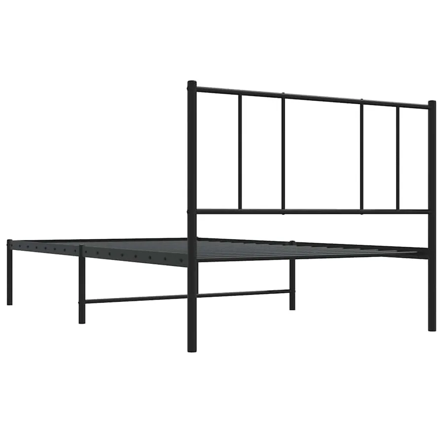Cadre de lit métal sans matelas avec tête de lit noir 100x190cm - 8