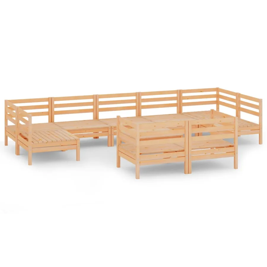 Salon de jardin 10 pcs Bois de pin massif - 2