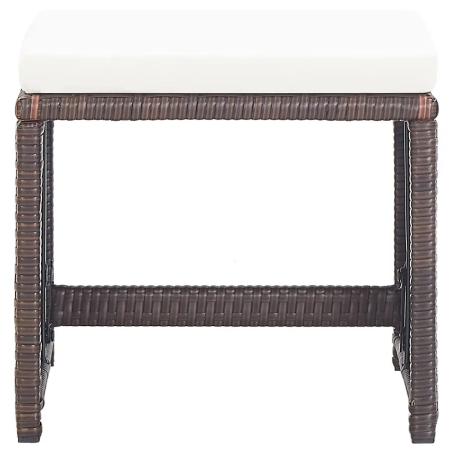 Tabourets de jardin lot de 4 et coussins Résine tressée Marron - 3