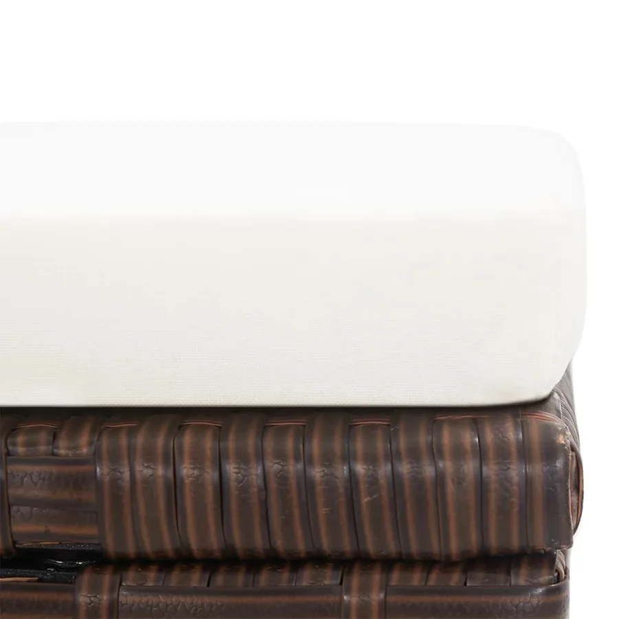 Tabourets de jardin lot de 4 et coussins Résine tressée Marron - 5
