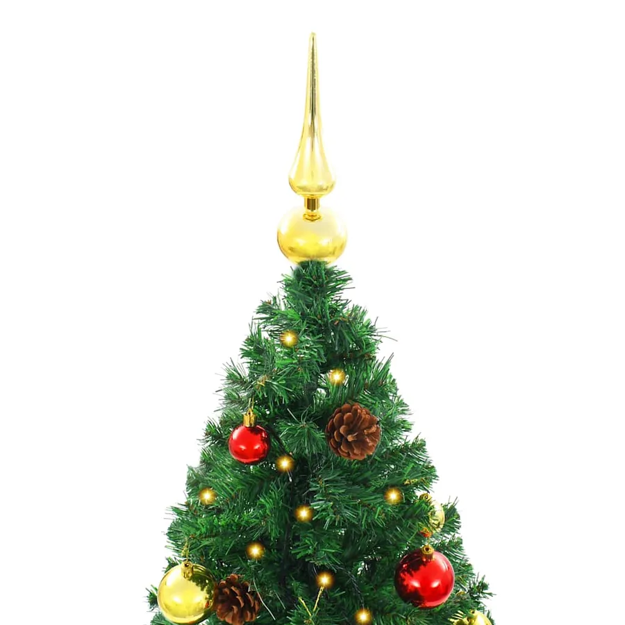 Arbre de Noël artificiel pré-éclairé avec boules vert 150 cm - 6