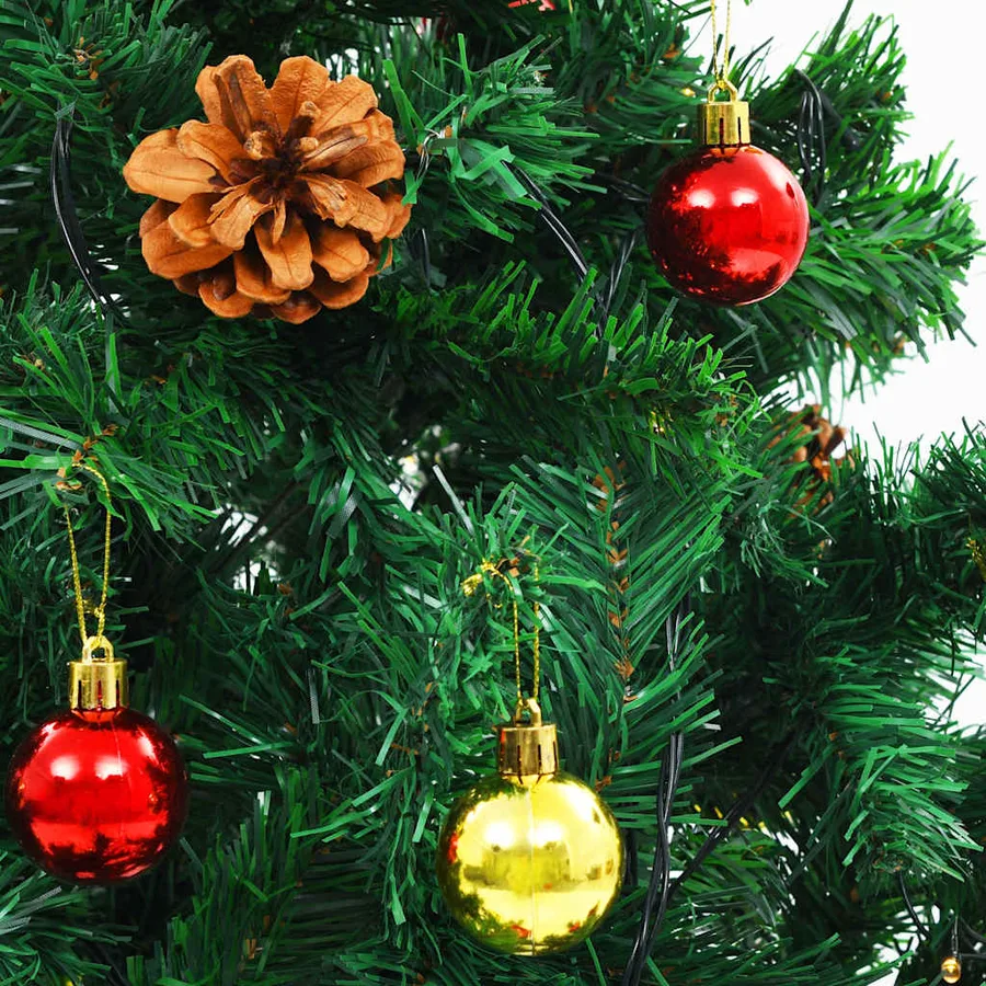Arbre de Noël artificiel pré-éclairé avec boules vert 150 cm - 8