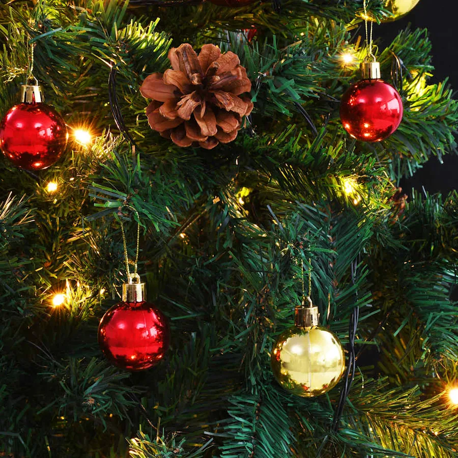 Arbre de Noël artificiel pré-éclairé avec boules vert 150 cm - 9