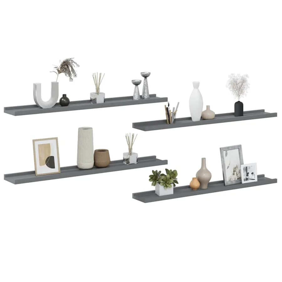 Étagères murales 4 pcs Gris 80x9x3 cm - 4