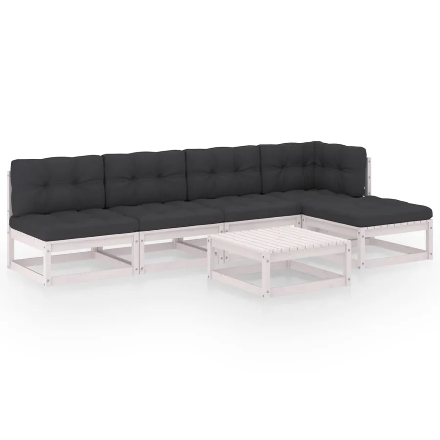 Salon de jardin 6 pcs avec coussins Bois de pin massif - 2