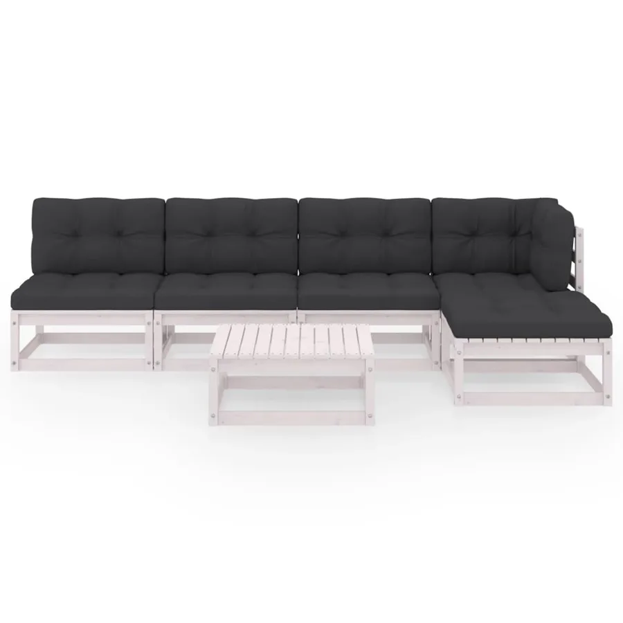 Salon de jardin 6 pcs avec coussins Bois de pin massif - 3