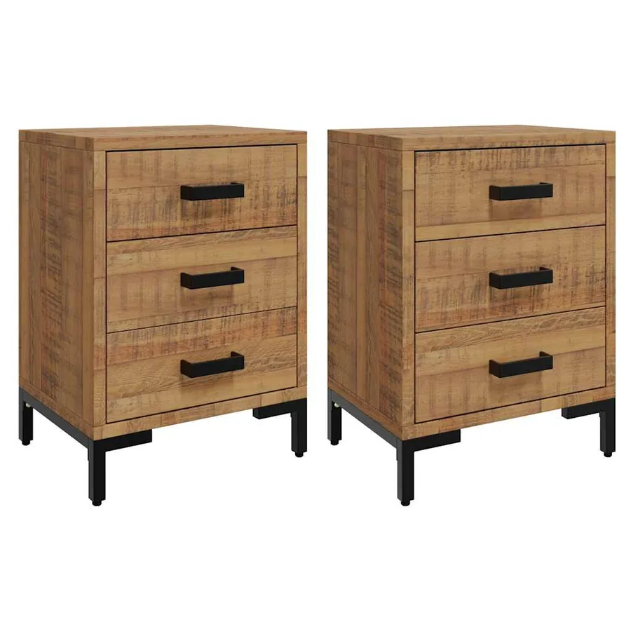 Tables de chevet 2 pcs 40x30x55 cm Bois de pin massif - 2