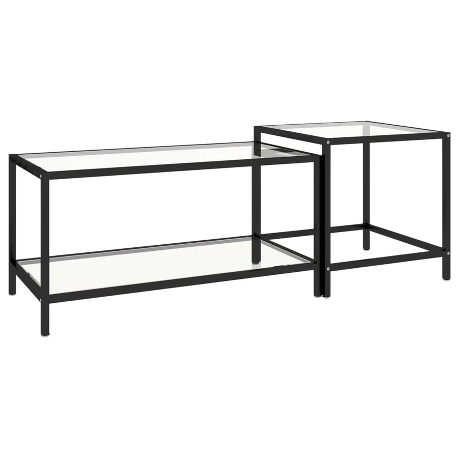 Tables à thé 2 pcs Verre trempé Transparent - 2