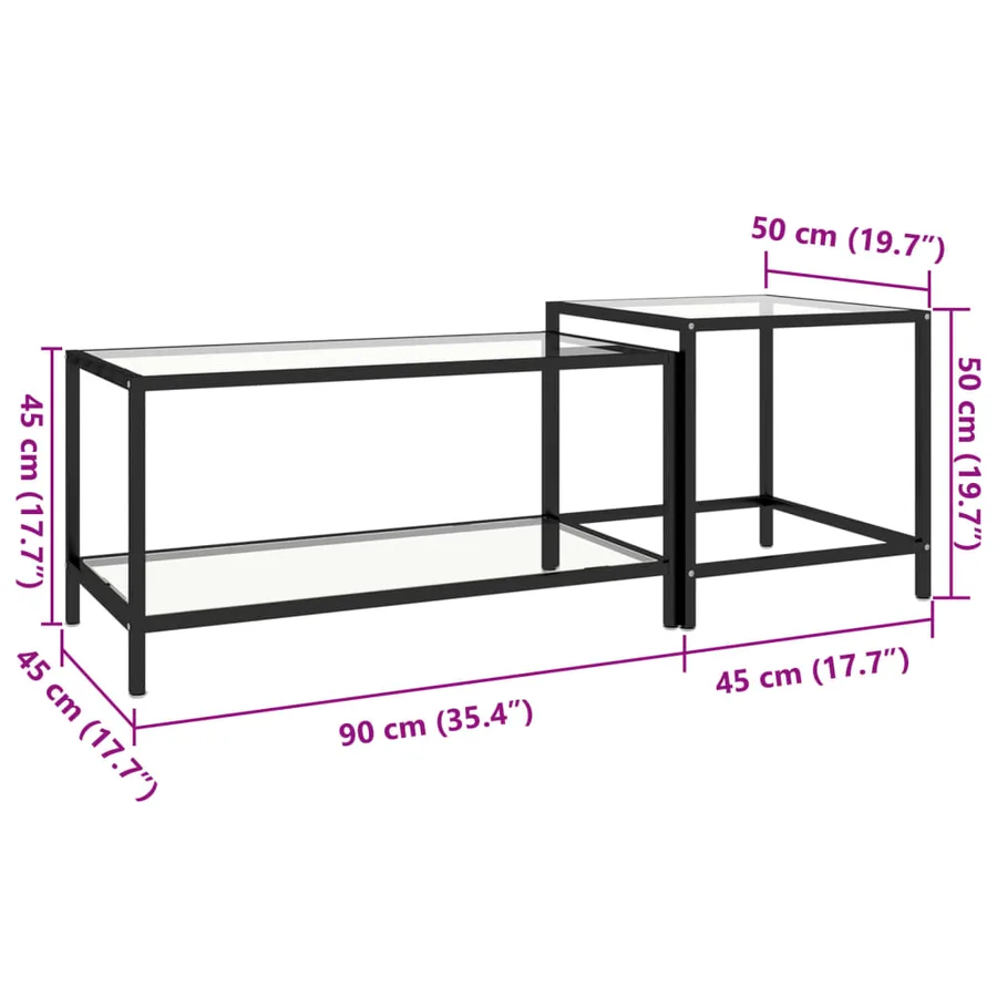 Tables à thé 2 pcs Verre trempé Transparent - 9