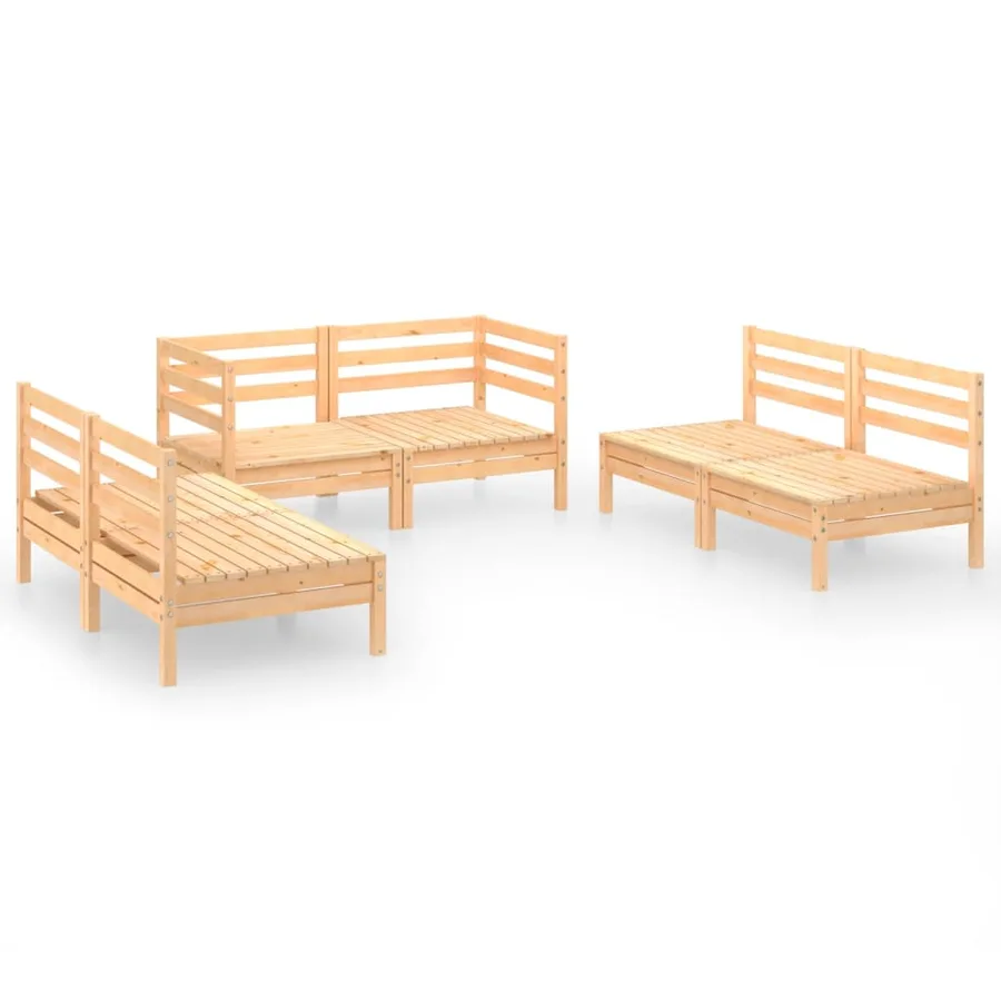 Salon de jardin 6 pcs Bois de pin massif - 2