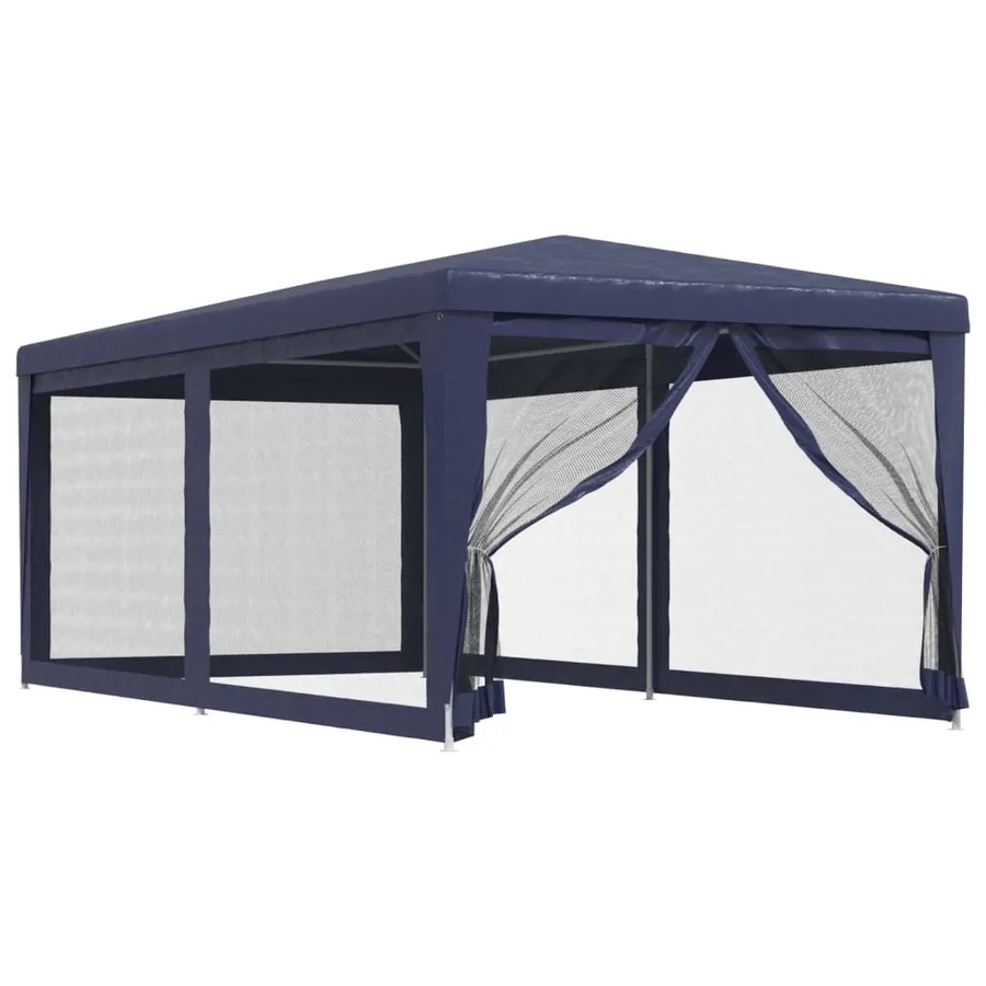 Tente de fête avec 6 parois latérales en maille Bleu 3x6 m PEHD - 2