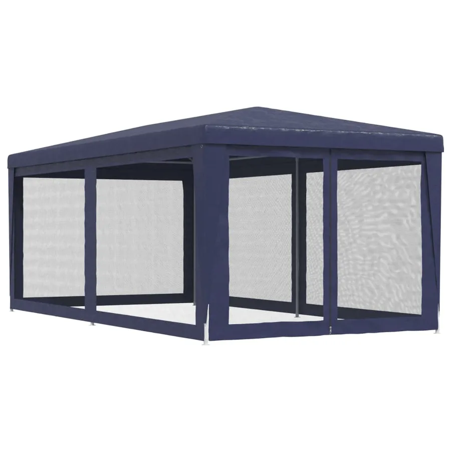 Tente de fête avec 6 parois latérales en maille Bleu 3x6 m PEHD - 5