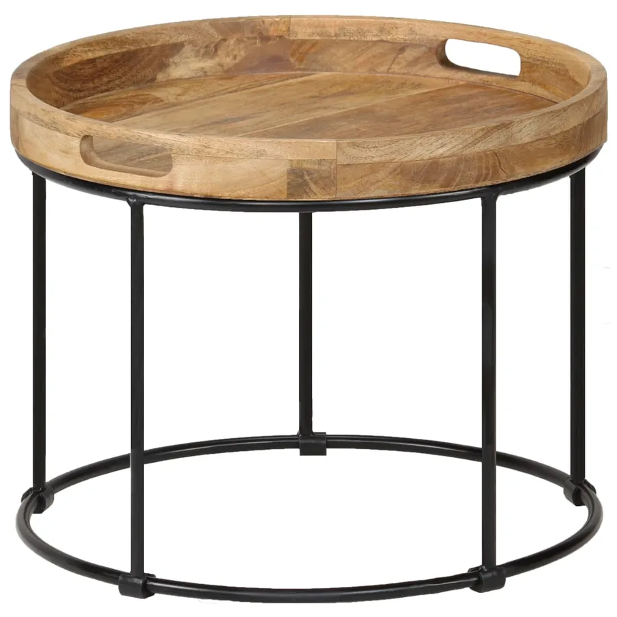 Table basse Bois de manguier massif et acier 50x40 cm - 11