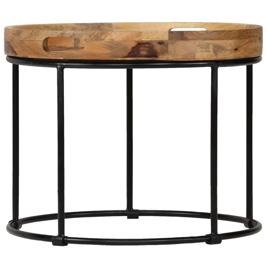 Table basse Bois de manguier massif et acier 50x40 cm - 2