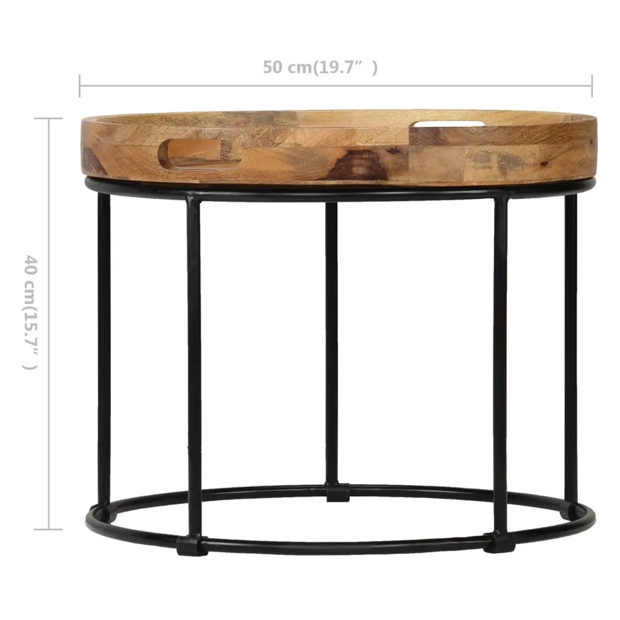 Table basse Bois de manguier massif et acier 50x40 cm - 8