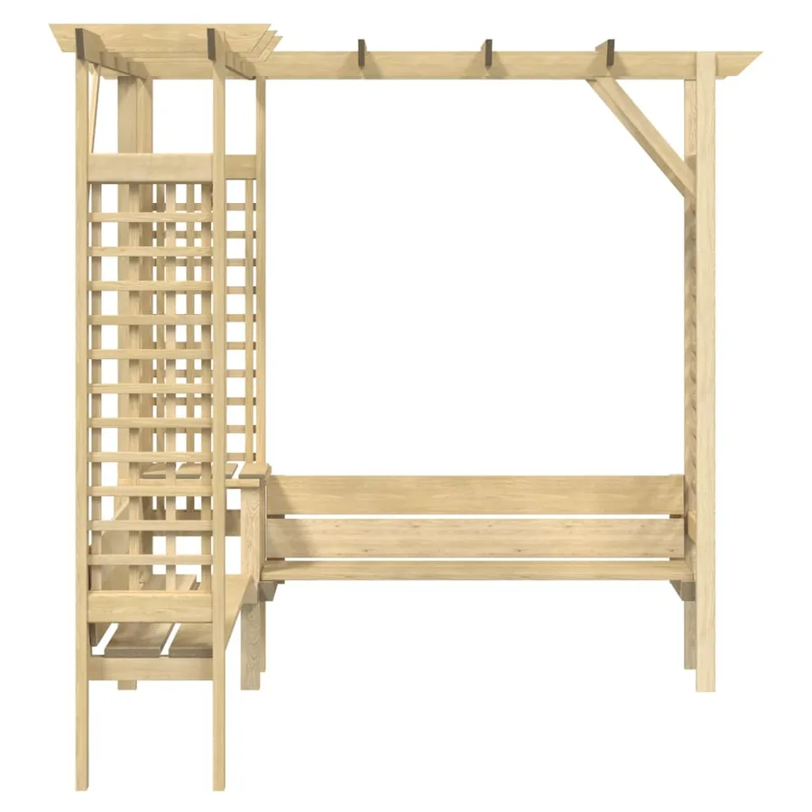 Pergola d'angle avec banc Bois de pin imprégné - 3